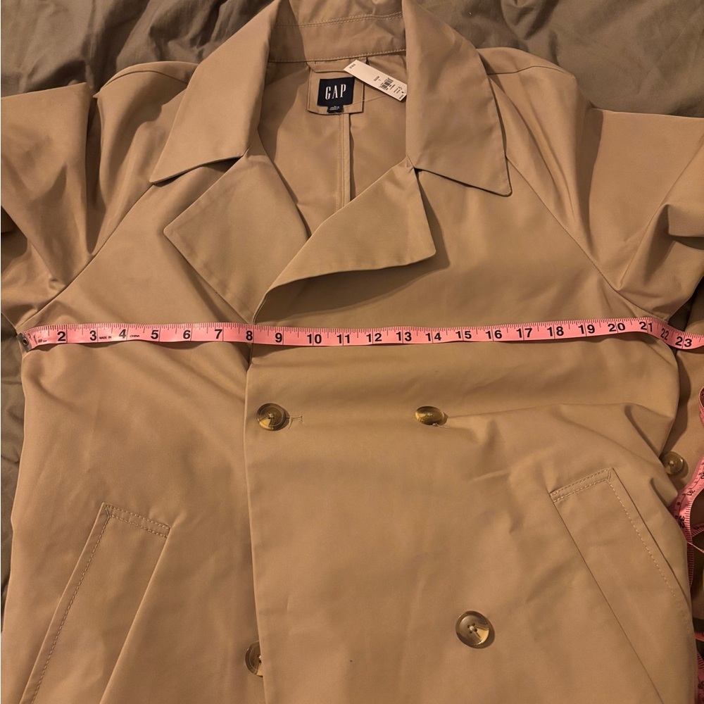 GAP Classic Trench Coat Petite Large NWT | Khaki Belted Long Coat - Picture 6 of 7